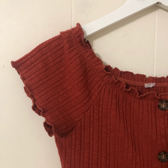 Button front off the shoulder mini dress - Picture 4 of 6